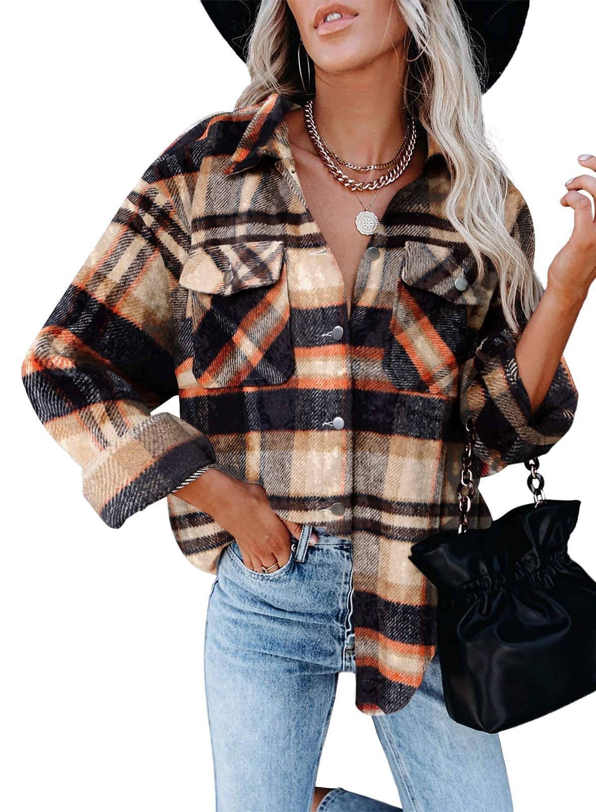 AUTOMET Shackets for Women Plaid Flannel Shirts
