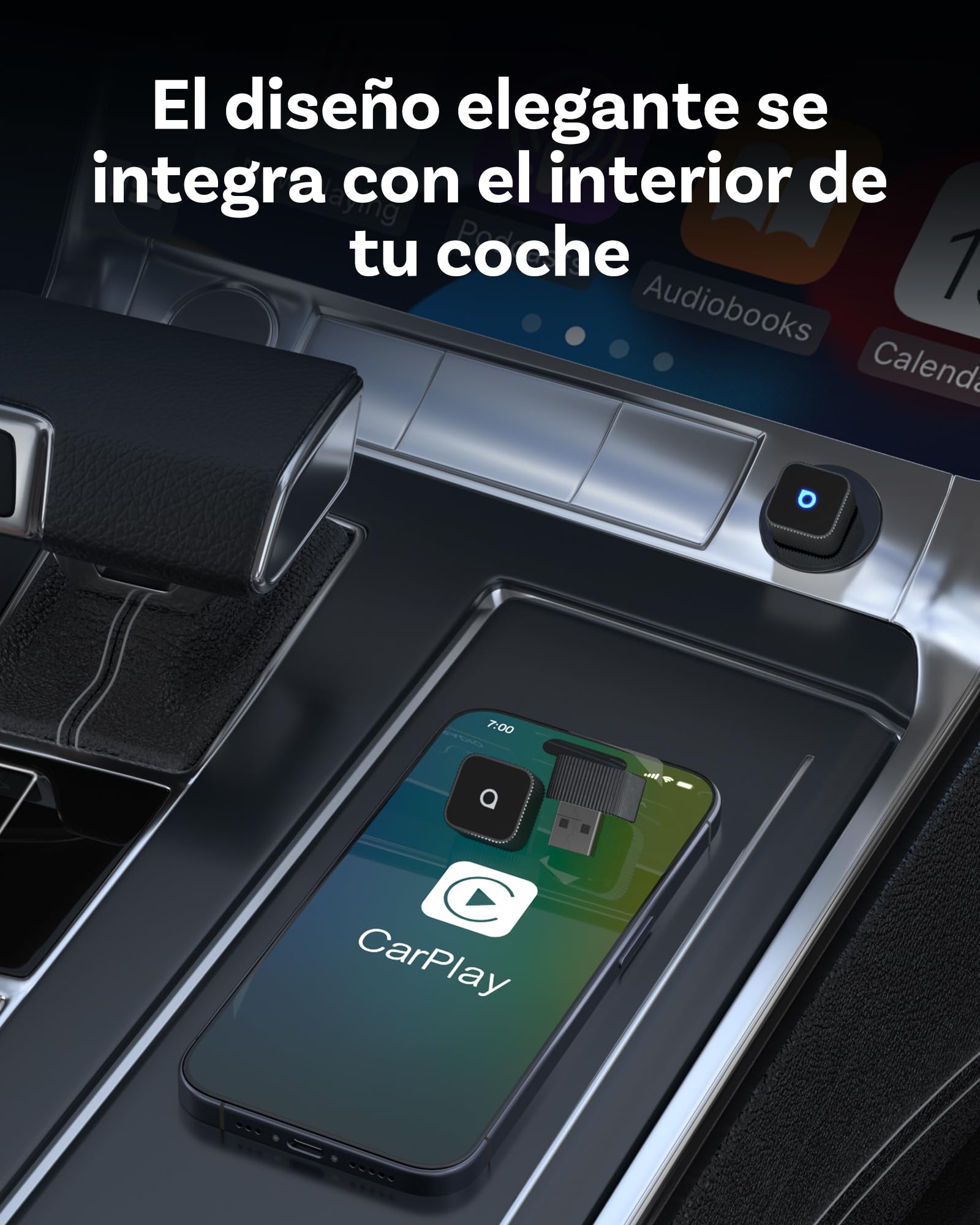 OTTOCAST Mini 3.0 Slim 2026 Upgrade Adaptador Wireless CarPlay, 2-en-1 para iPhone & Android Auto, Convierte CarPlay y Android Auto por Cable a inalámbrico, Negro