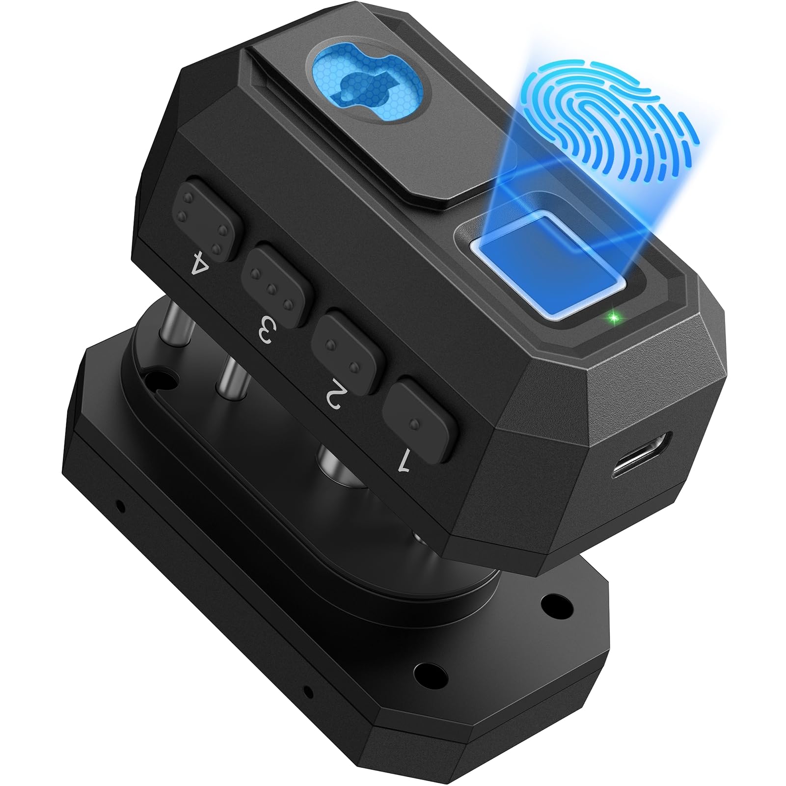 Biometric Trigger Lock, Gun Trigger Lock for Rifles and Shotguns, Handguns, Quick-Access Gun Lock with Key, Keypad, Fingerprint; Shotgun Lock for Car, Bedside, Drawer