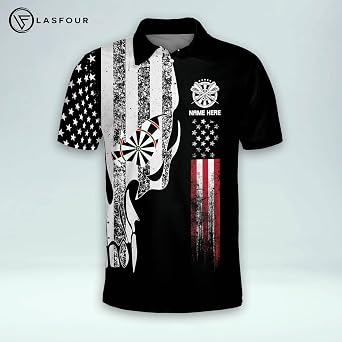 LASFOUR Personalized Dart Shirts for Men, Custom Dart Jersey for Team, Dartboard Shirts, Dart Gifts, Dart Polo Size S-5XL