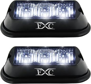 2PCS 3-LED Strobe Light White Waterproof Emergency Beacon Flash Lights,Purishion Caution Bar 12 Different Flashing Car SUV Pickup Truck Van