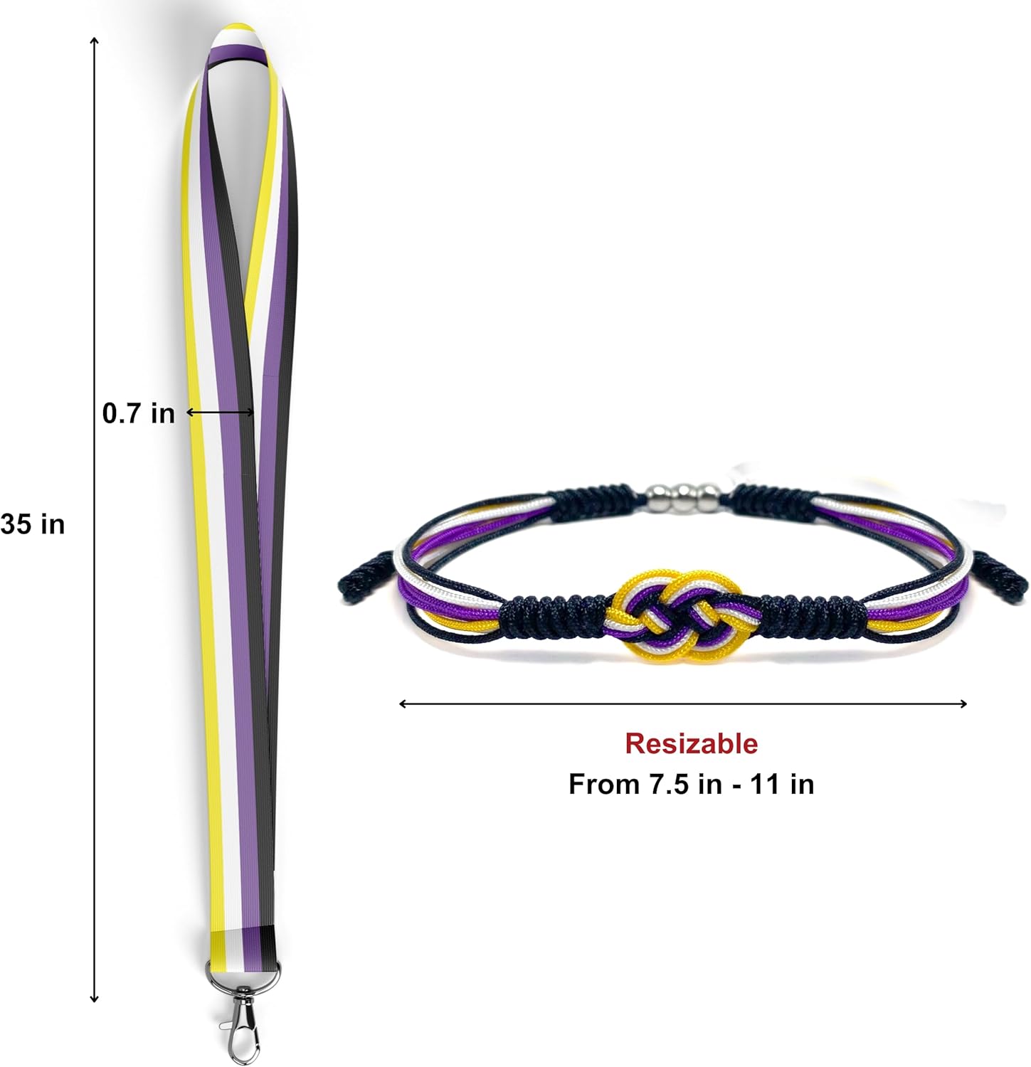 Pack of 2 LGBTQIA+ Accessories, Infinity Love Bracelet and Matching Rainbow Lanyard, Pride Month Gift Set, Things Stuffs for LGBTQIA Community (Non-Binary) - Image 6