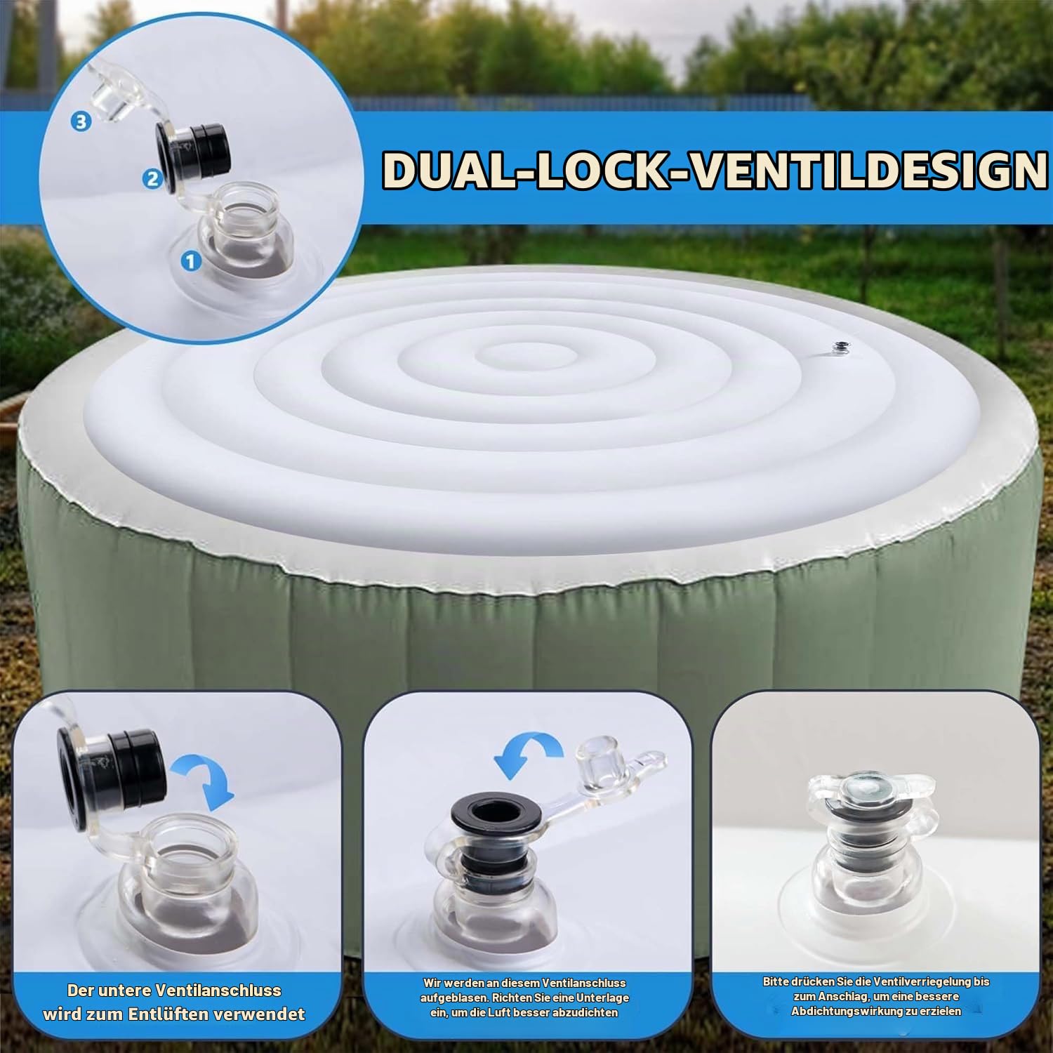 165cm Aufblasbare Abdeckung Whirlpool-Mspa Whirlpool Thermoabdeckung Rund