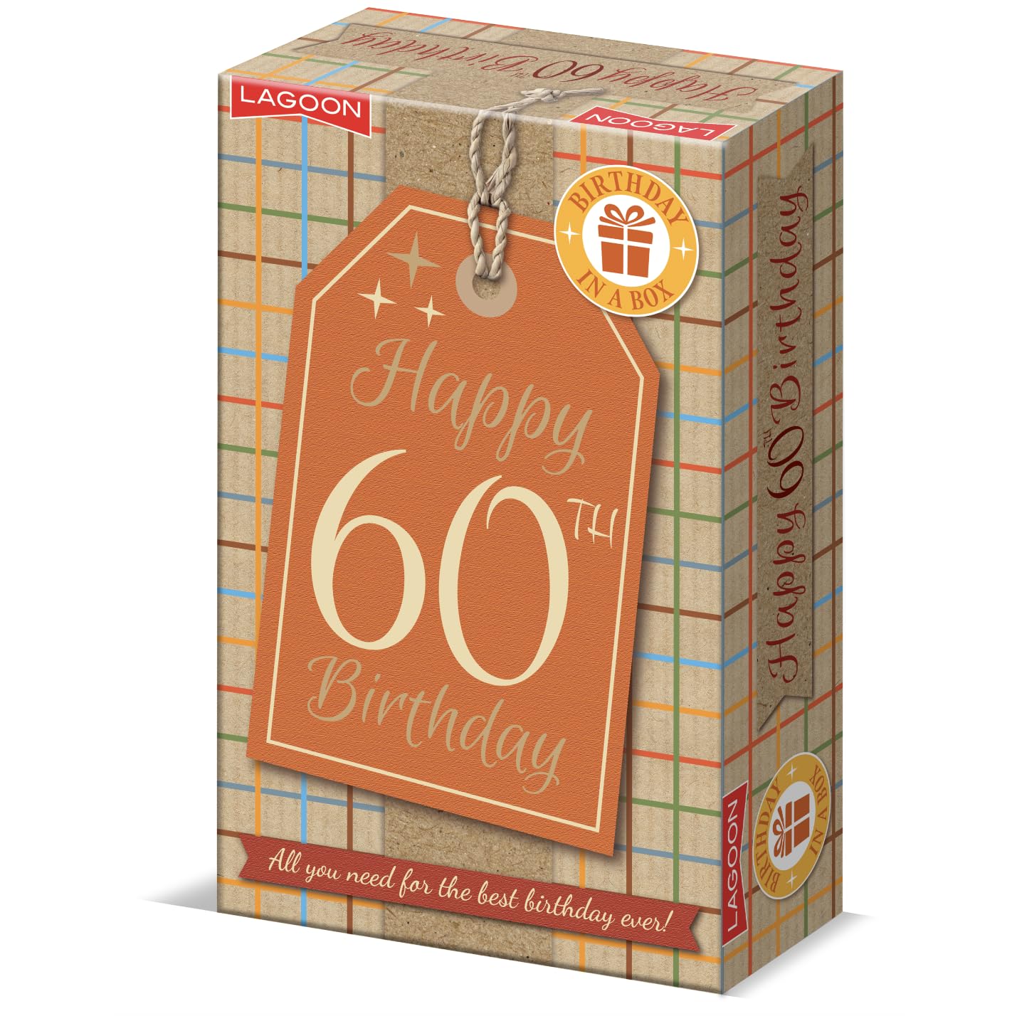 University Games Birthday in a Box: 60th Birthday Gift - 60th Birthday Gift – Complete Party in a Box | Balloons, Bunting, Game, Candle & Keepsake Keyring | Letterbox Surprise