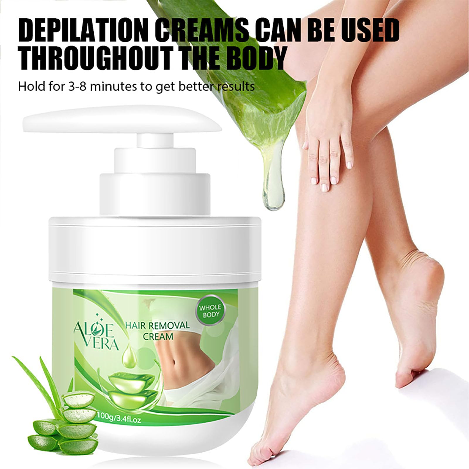 Crema depilatoria facial y depilatoria para mujeres, crema de depilación facial de aloe vera para labio superior y barbilla, removedor de vello facial para piel sensible corporal, suave y no irritante 6