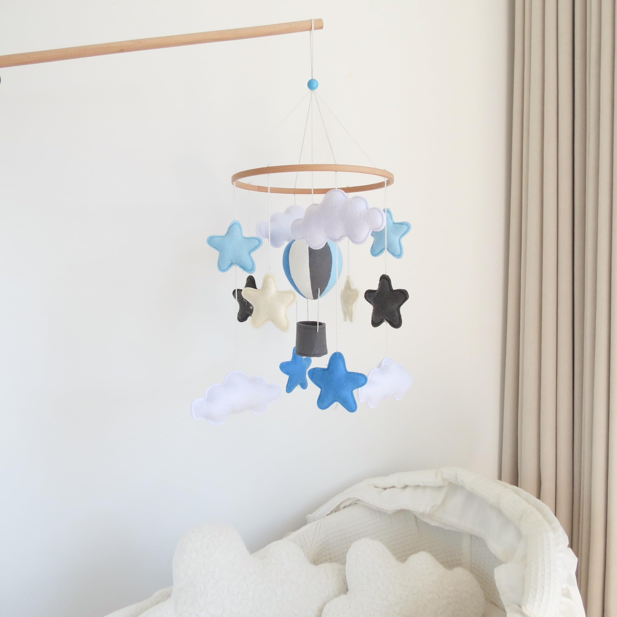 Cielo Blu Mongolfiera Mobile per Culla Boho Culla Mobile per Ragazzi Ragazze Stelle & Nuvole Mongolfiera Bambino Mobile per Culla