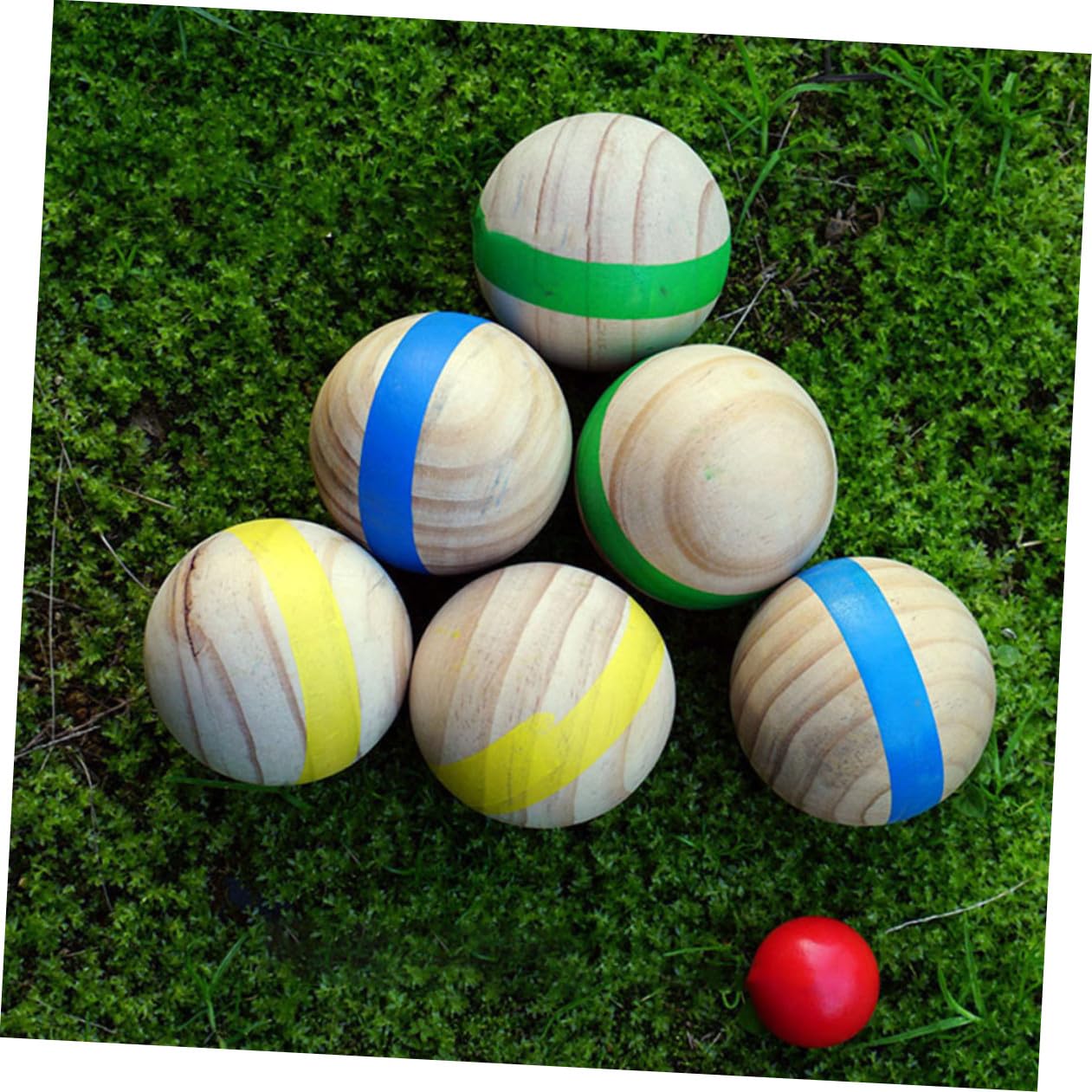 UPKOCH Bocce en Plein Air en Bois Massif 7pcs Surface Lisse sans Bavure Ambiance Estivale Lors des Fêtes d'anniversaire la Plage Couleur Aléatoire