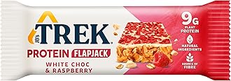 JB's Trek High Protein Flapjack White Chocolate Raspberry - Gluten Free - Plant Based - Vegan Snack - 50g x 16 bars