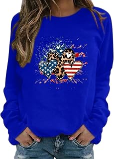YuzRong Women's Blouses & Shirts Womens Print O Neck Sweatshirt Round Neck Fit Pullover Tops Casual Long Sleeve Workout Shirts Loose Blouse Casual Loose Pullover Tops