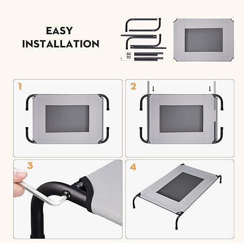 Miniatura 7 de Cama elevada para perros al aire libre para perros grandes y medianos, fácil de limpiar, transpirable, cómoda, resistente, duradera, cama elevada