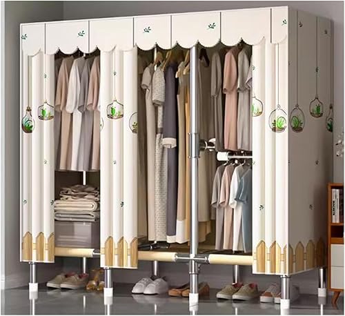 Miniatura 14 de large closets Large Closet Metal Steel Rack Clothes Closet with Clothes Rail Closets for Bedroom Thick Cloth Portable Wardrobe Closet Space-saving