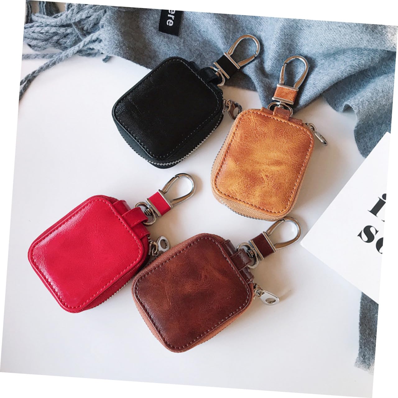 DOITOOL 3 Piezas Estuche De Cuero para Auriculares Funda De Silicona para Auriculares Cubrir Protector De Inalámbricos Caso De Rojo Bolsa con Cierre PU