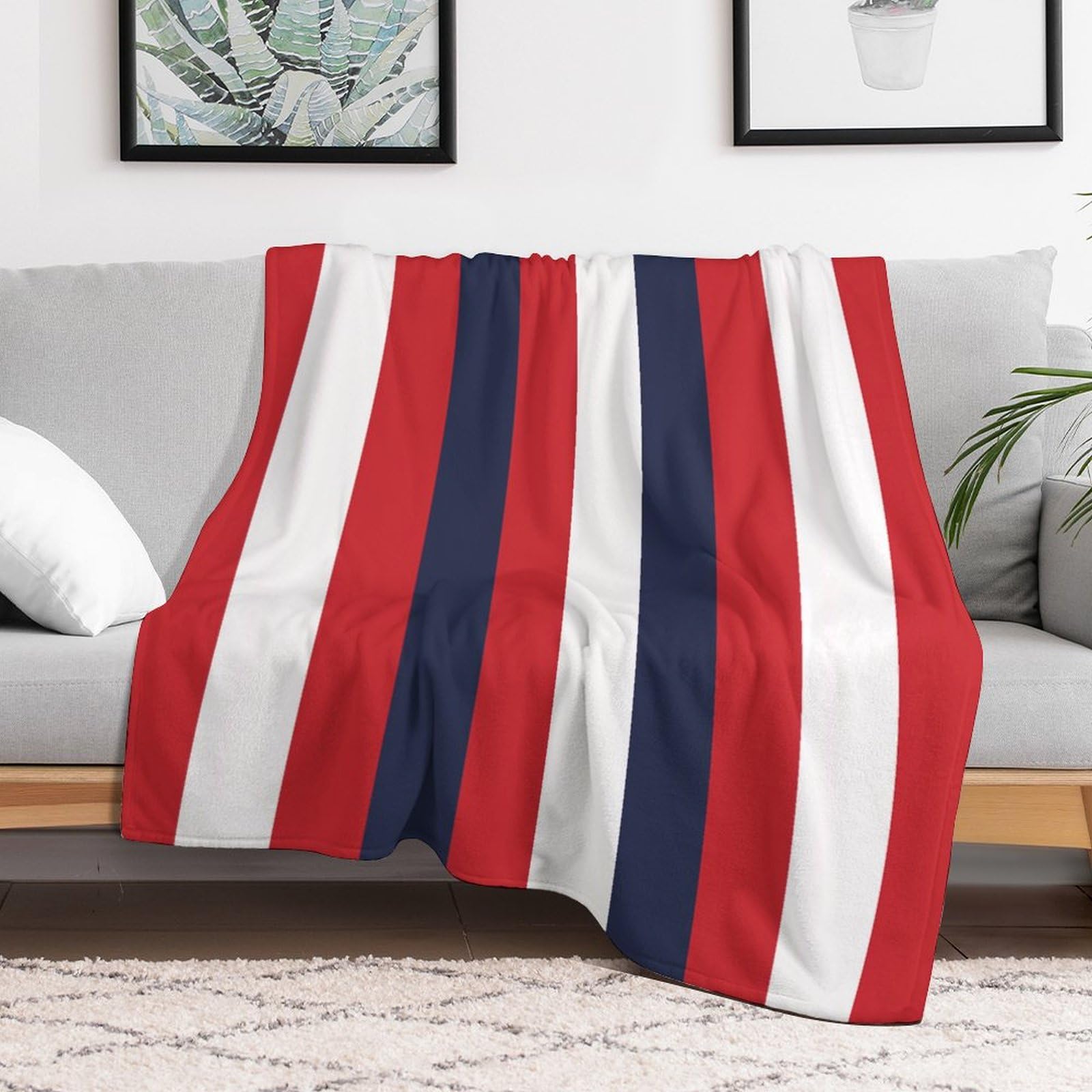 Amazon.com: Red, White and Blue Vertical Stripes Nautical Blanket