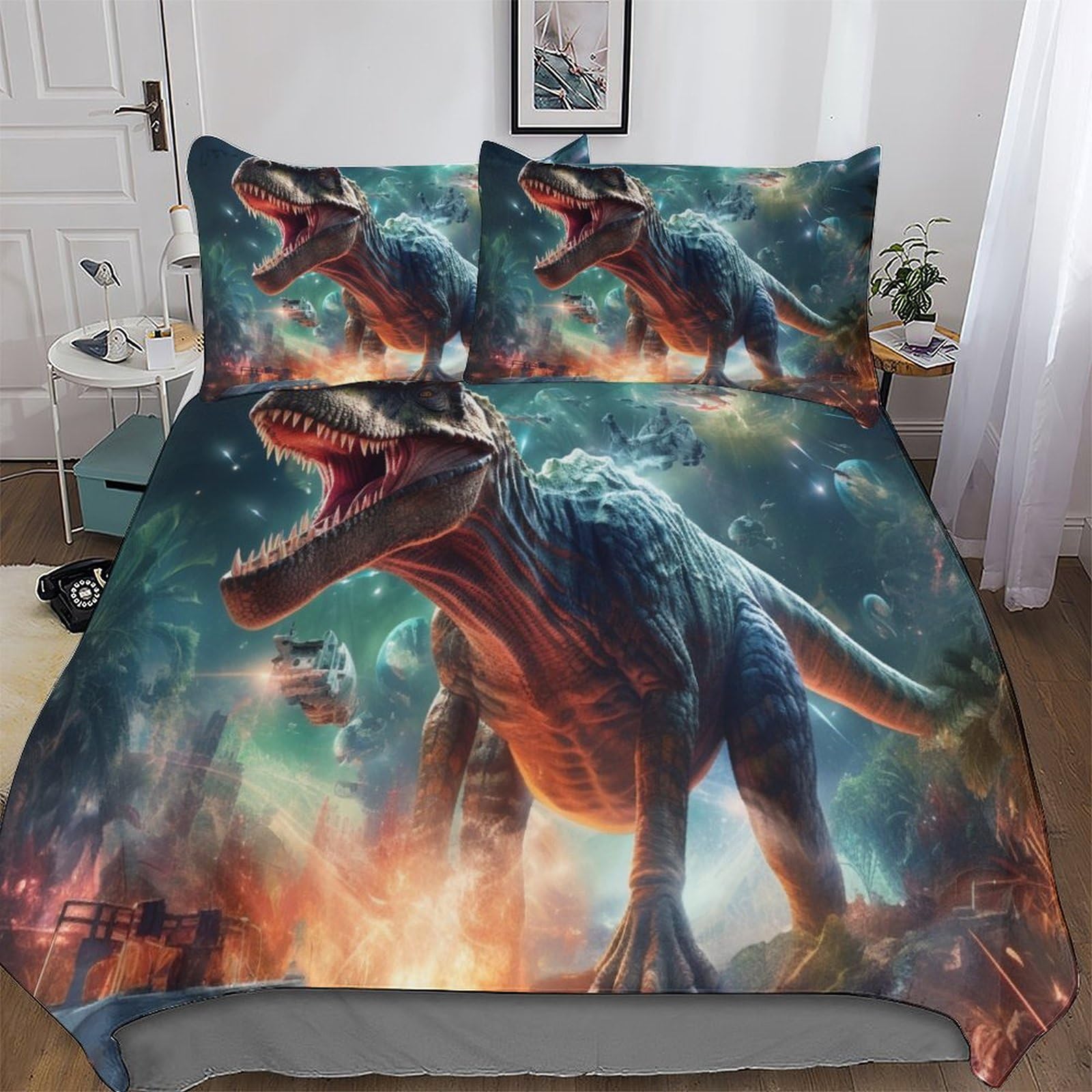 Housse de couette dinosaure hypoallergénique pour protéger la peau des enfants