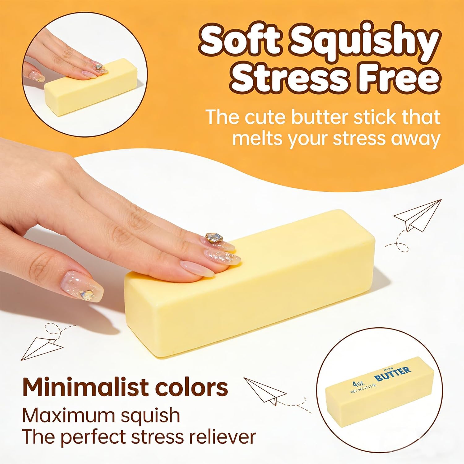 Slow Rising Squishy Butter Fidget Toys Cute Food Shaped Squeeze Bread Sticky Big Cube Swuishy for Teen Girls
