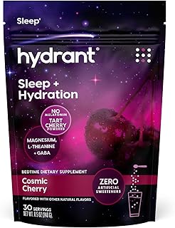 Hydrant Melatonin Free Sleep Aid Powder, Tart Cherry, Magnesium, L-theanine and GABA, Hydrate While You Sleep (Cosmic Cherry, 30 Pack)