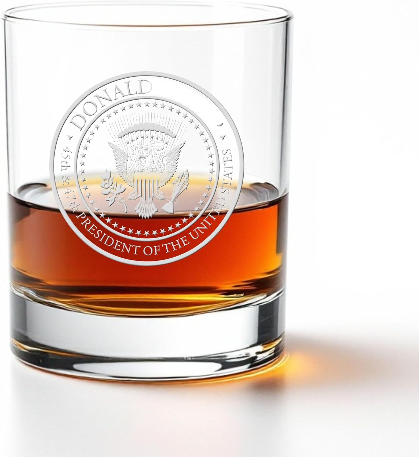 Presidential 47 Seal Engraved Whiskey Glass – 13oz Rocks Glass for Bourbon, Scotch, or Cocktails – Republican Gift for Men or Women