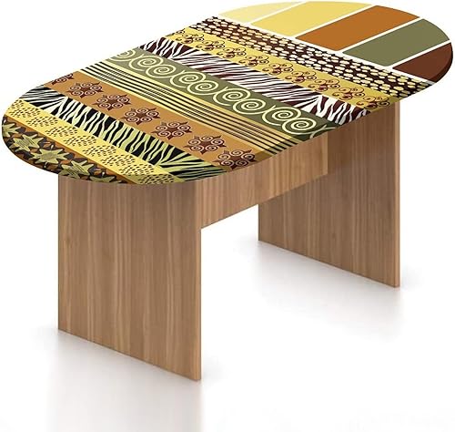 XISUNYA Zambia - Mantel ajustable ovalado de poliéster elástico, diseño vintage mixto africano con imagen tribal africana, se adapta a mesas