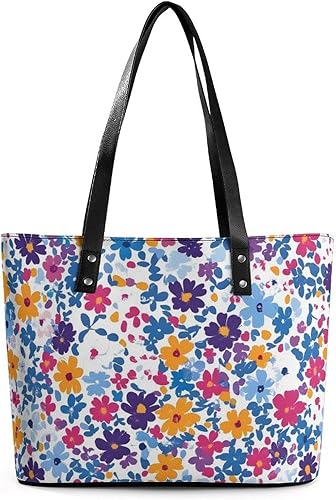 Miniatura 12 de Bolsa de mano, bolsas de mano para mujer, bolso de hombro de cuero con cremallera para trabajo, viajes, compras, playa