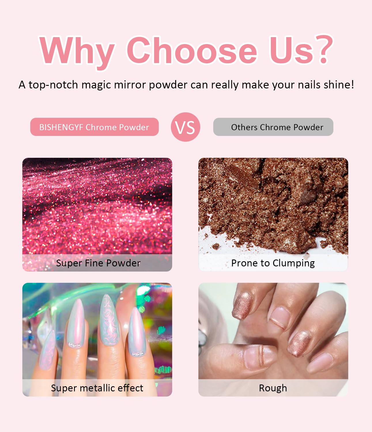 Poudre Chrome Ongle Nacrée - Rose Effet FéErique Poudre Ongle, Aurora Blanche Perle Chrome Ongle Effet Glace Transparente, Paillettes Ongles Effet Miroir Sirene Ongle, Nail Art DIY