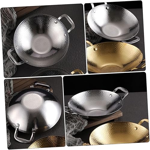 Miniatura 9 de Housoutil Tapa de olla de ramen coreano, sartén de acero inoxidable, plancha martillada, sartén para utensilios de cocina