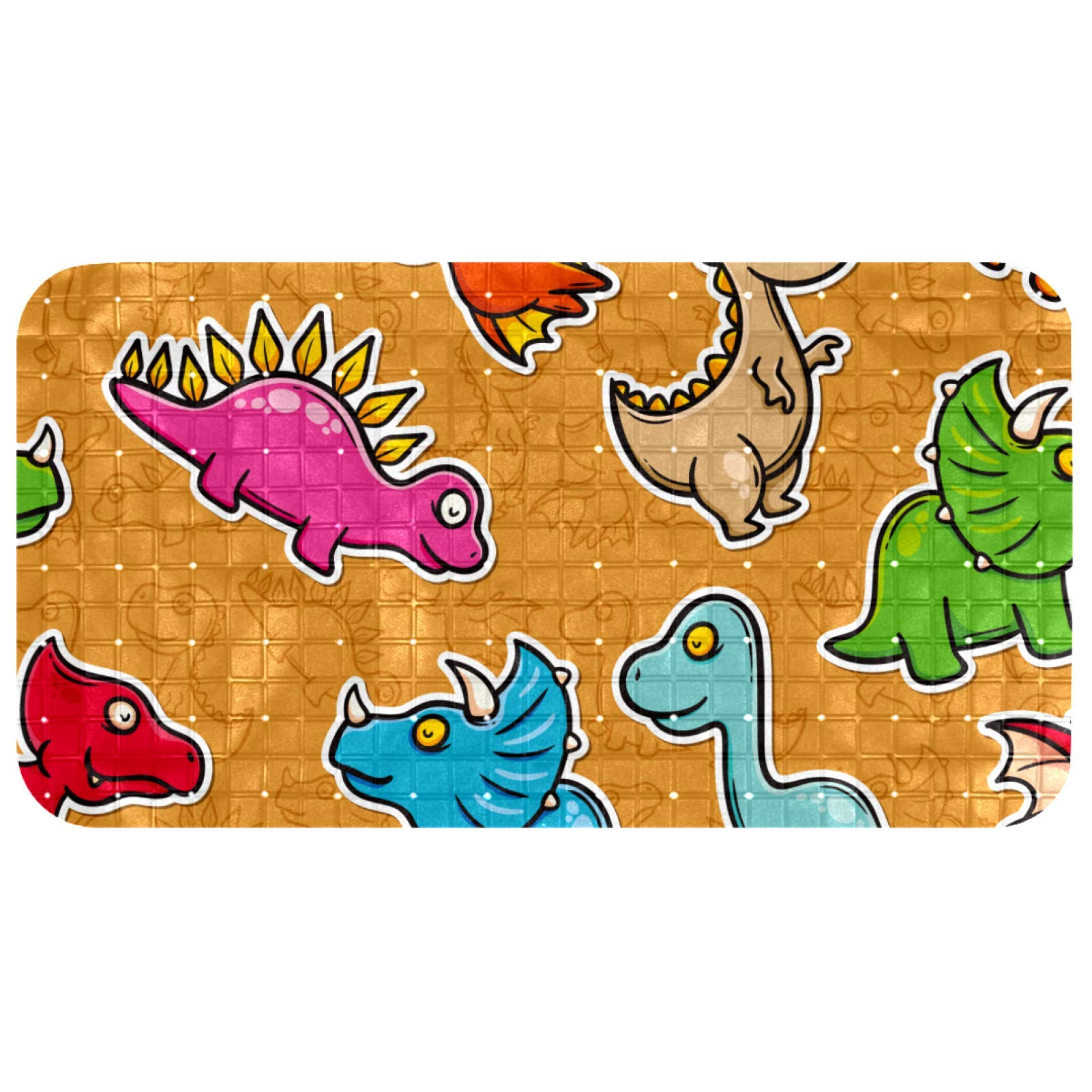 Alfombrilla de baño antideslizante infantil 67x36 cm ovalada de dinosaurio