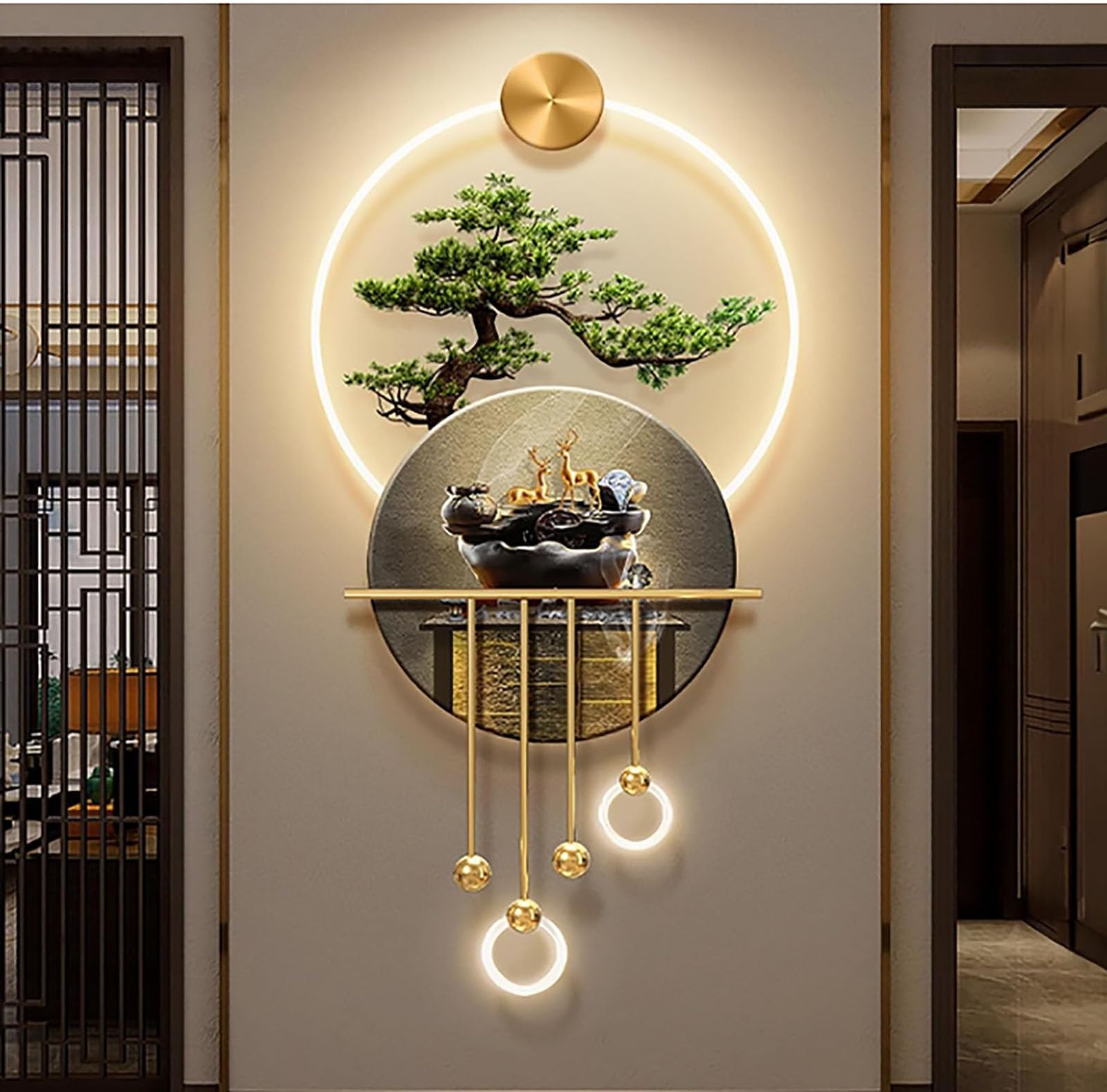 Art Wall Decor with LED Light, Large 3D Wall Decor Lamp, Living Room Corridor Decorative Landscape Painting Wall Hanging Art for Bedroom, Living Room, Entrance, Corridor(19.7 * 39.4in)