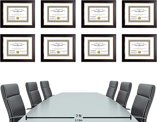 Vista 7 de Creative Picture Frames Marco de diploma de caoba de 10 x 13 con borde dorado, incluye caballete de vidrio blanco y ganchos de pared instalados