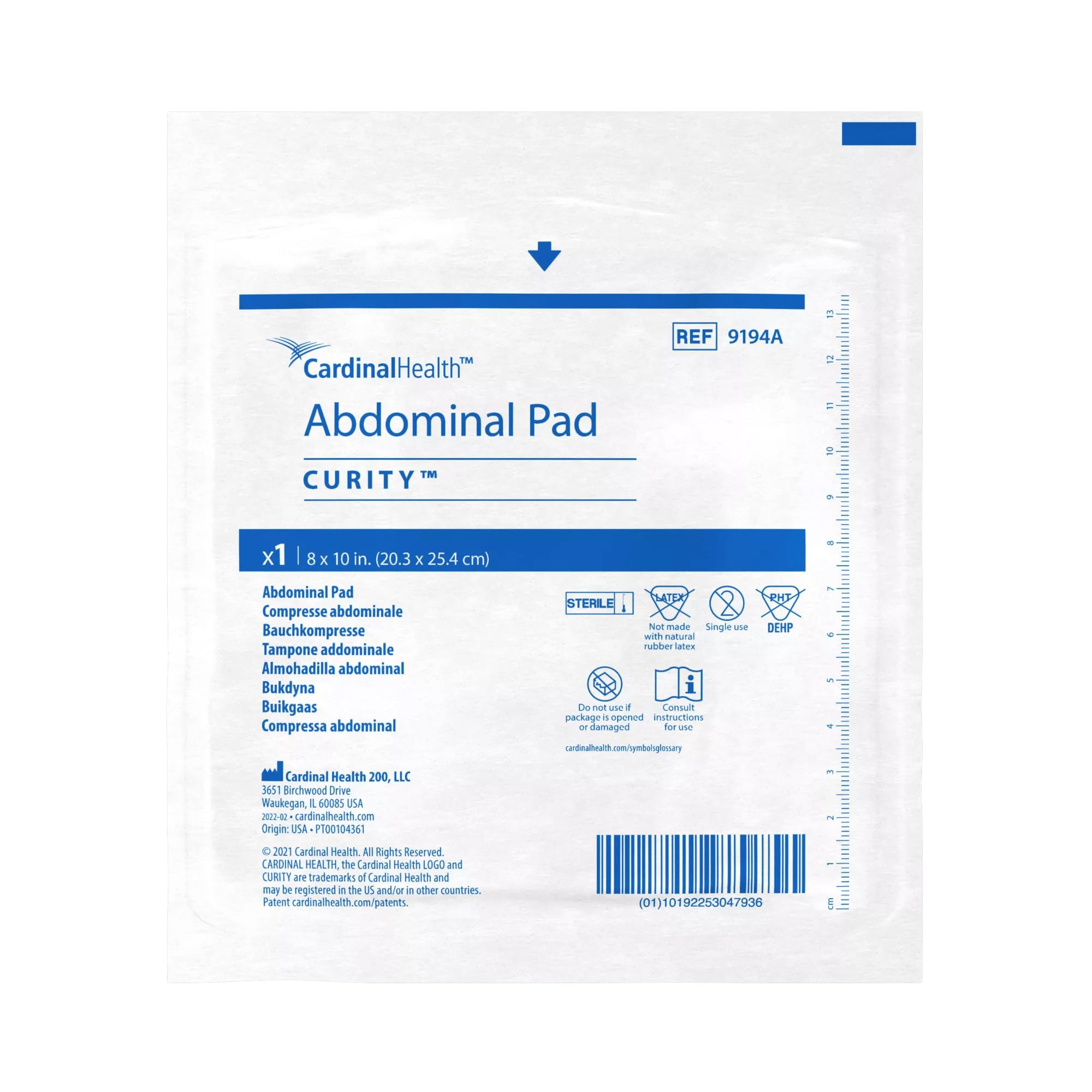 Curity™ Non-Woven Abdominal Gauze Pad, Sterile, 8 x 10IN, Case of 216