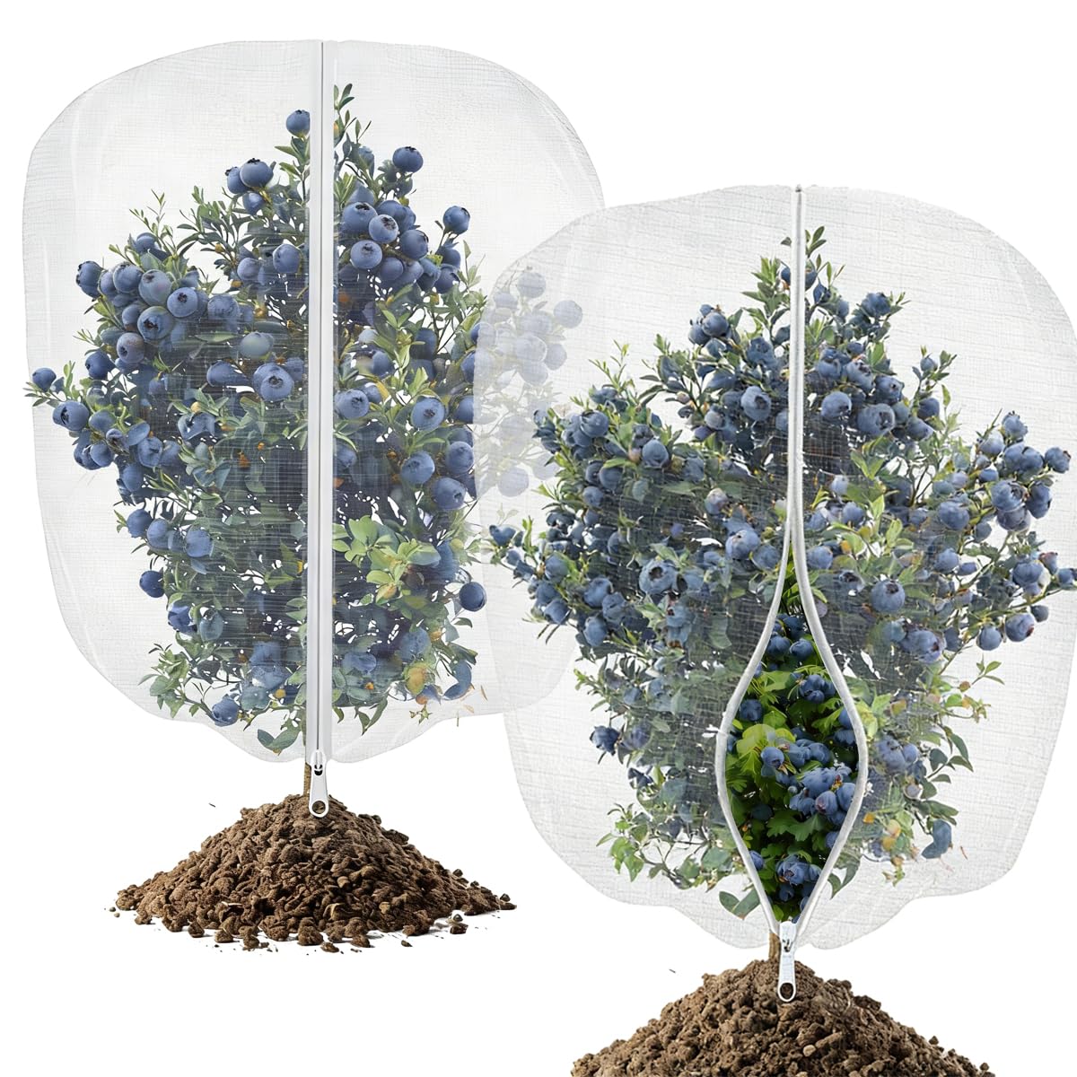 Gukulivel 2 Pack 2Pack Fruit Tree Netting Bird Protection With Zipper & Drawstring, 120X150cm Garden Netting Mesh Pest Barrier Netting Bag For Plant Protection, Blueberry Bush, Trees & Vegetables