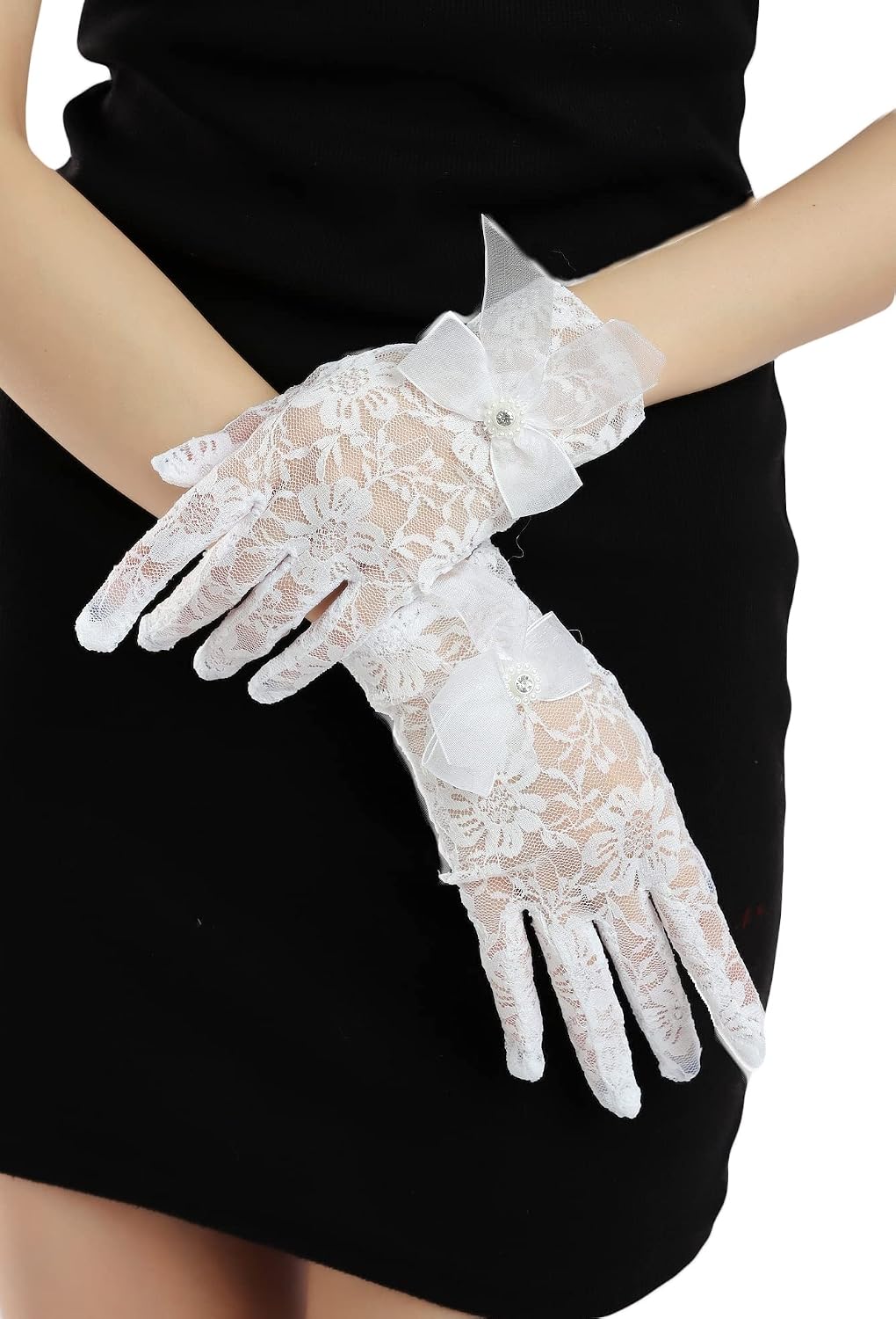 Sahabowi Satin Gloves Formal Bridal Banquet Party Wedding Opera Solid Colorful Mitten For Women