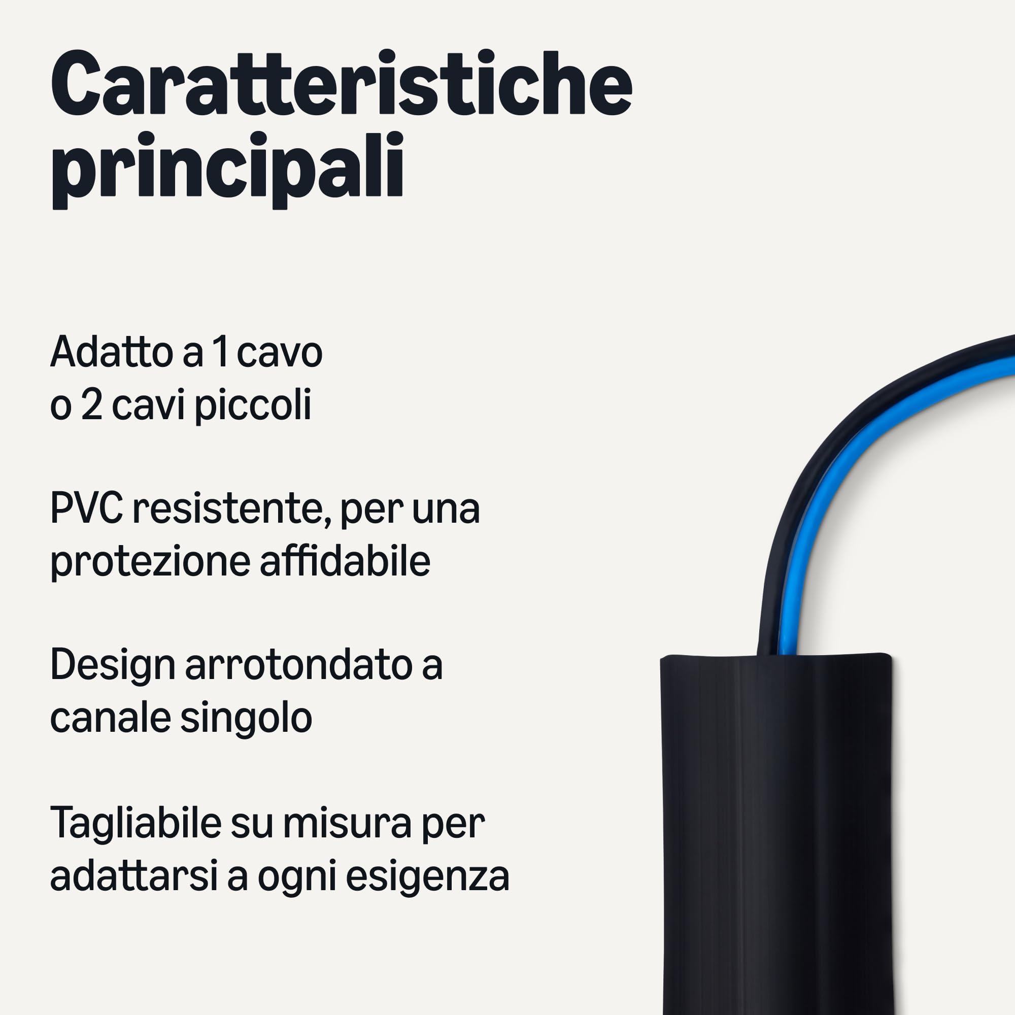 Amazon Basics, Canalina passacavi da pavimento, 1,8 m di lunghezza, 6,35 cm di diametro, nero