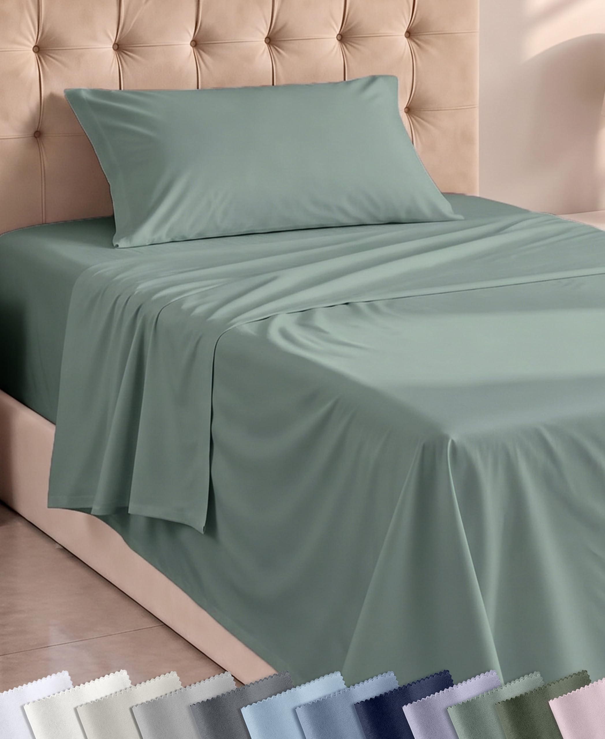 Soft 100% Cotton Twin XL Sheets, 3 Pc Set, Sage Green