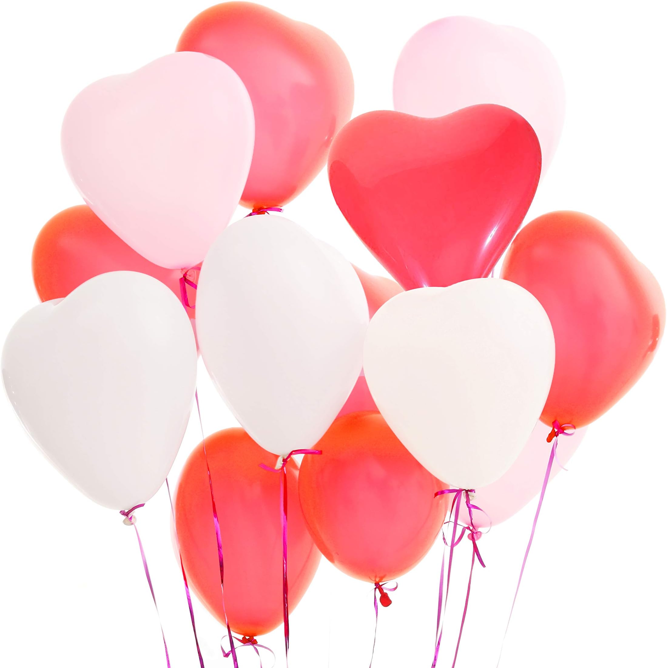 LAttLiv Valentines Day Balloons 50 Packs Heart Balloons 12 inch Latex Balloons for Wedding Decoration Birthday Decoration or Anniversary Decoration - Pink/White/Red