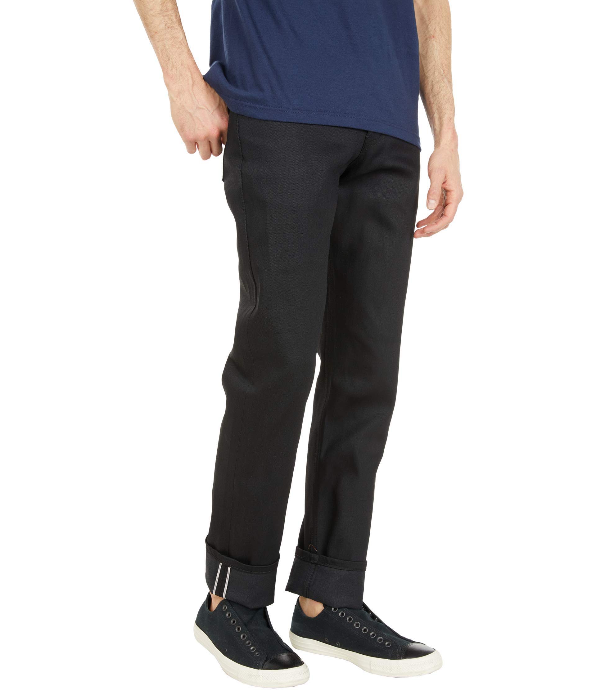 Naked & Famous DenimMen's Weird Guy Tapered Fit Jeans in Black Cobra Stretch Selvedge