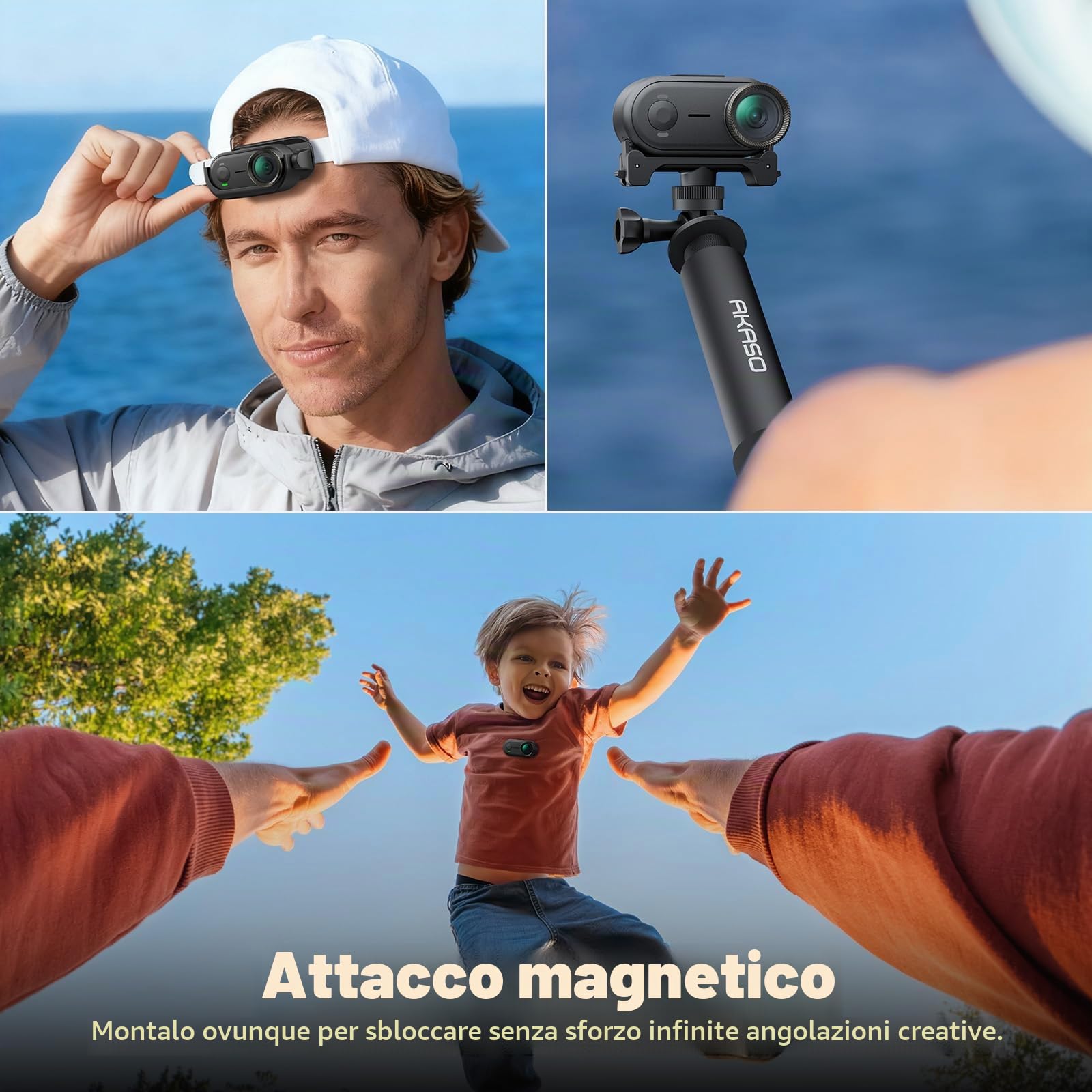 AKASO Mini Action Cam 4K30FPS - Bodycam 64GB Fotocamera Portatile per Vlogging con Impermeabilità 3m, 360 Minuti di Registrazione, Fotocamera POV per Sport, Vlog, Animali Domestici (Keychain3)