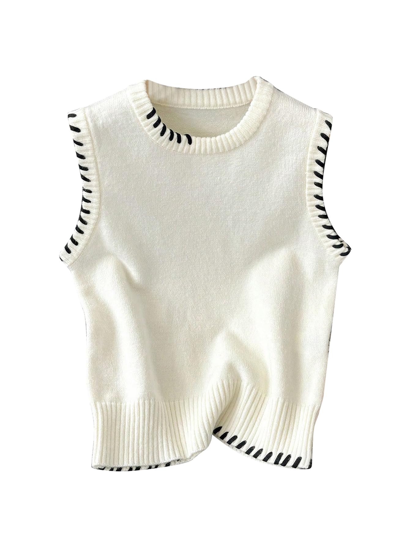 verdusa Women's Sleeveless Sweater Old Money Ribbed Knit Pullover Binding Casual Tank Top-picture-46