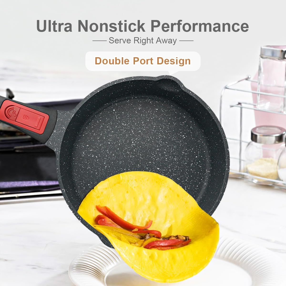 AIKENBBKK Patelnia z pokrywką, nieprzywierająca, 28 cm, 4,3 l, patelnia wok ze zdejmowanym uchwytem, nadaje się do wszystkich rodzajów kuchenek (czarna)