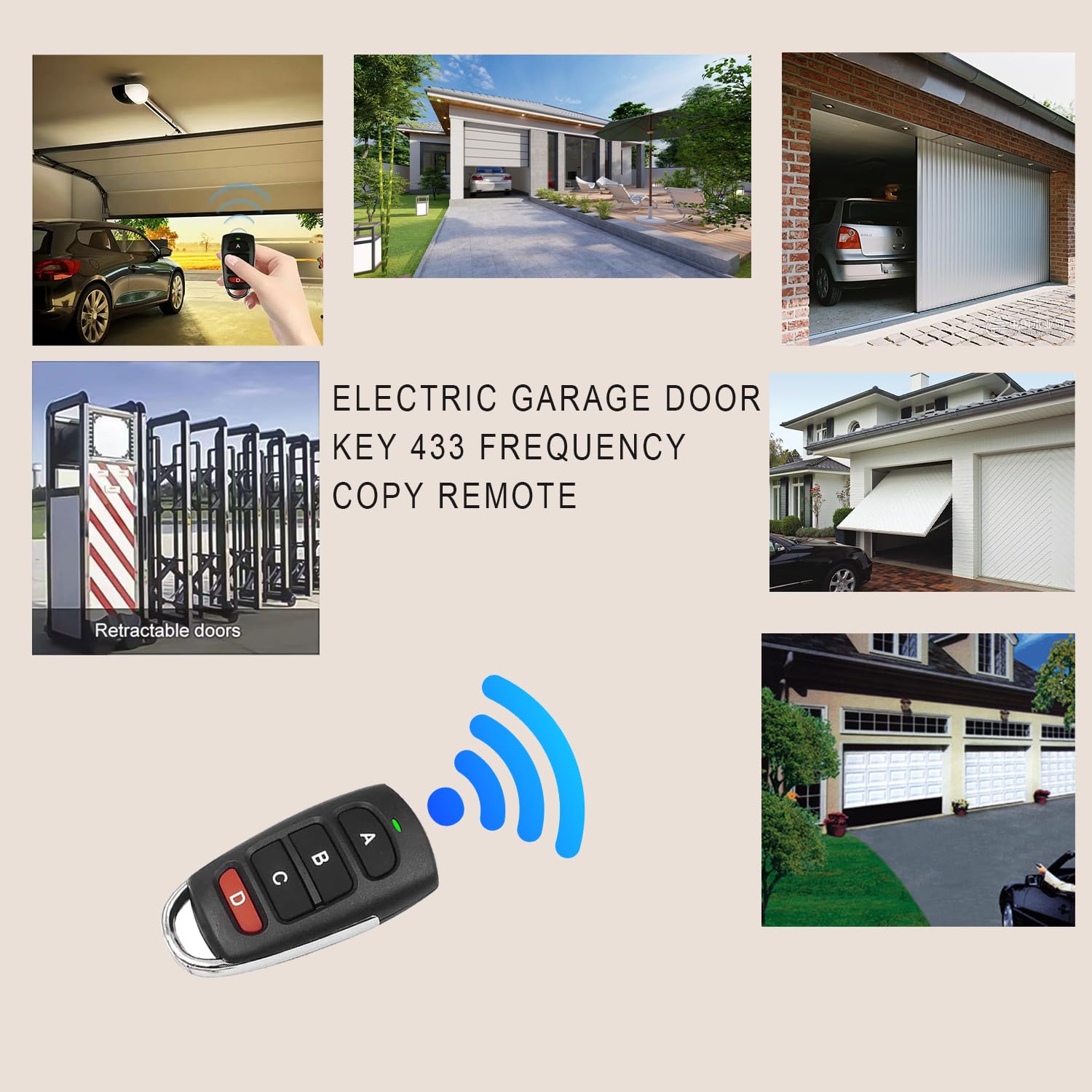 Bkiyougo 4pcs 433.92Mhz Universal Wireless Copy Remote Control, Gate Remote Control Fob, Universal Garage Door Remote - Image 3