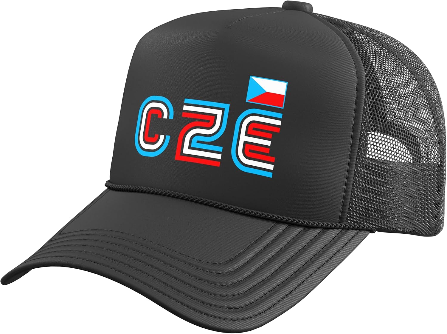Czechia Czech Flag Retro International Country Pride Trucker Hat with Adjustable Mesh Back