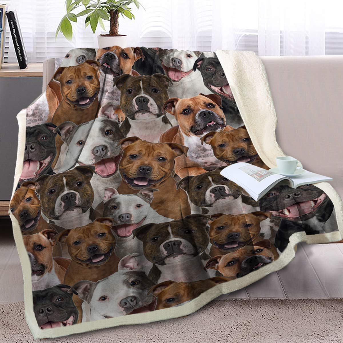 Blessliving Bulldog Fuzzy Dogs Blanket For Kids Adults Cute Puppy Fleece Blanket Reversible Animal Pattern Sherpa Throw Twin/Double (,150X200cm)
