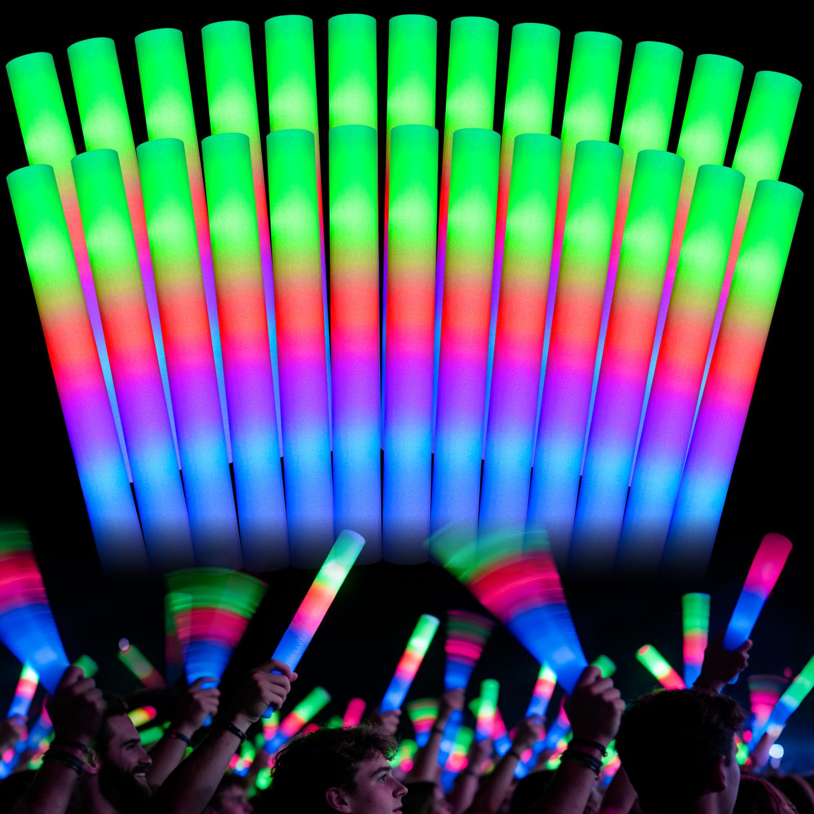SHQDD 72 bastoncini luminosi in schiuma, si illuminano al buio per feste con 3 modalità lampeggianti colorate, confezione per feste per matrimoni, compleanni, rave, concerti, Capodanno, carnevale