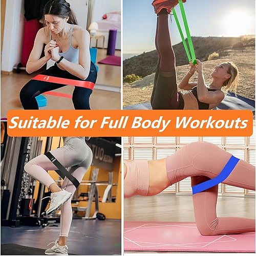 Miniatura 3 de Juego de bandas de ejercicio de resistencia con guía y bolsa de transporte, duradero, 5 juegos de bandas de fuerza de varios niveles para