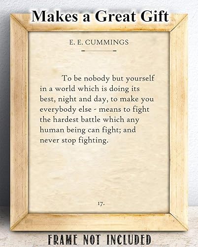 Vista 133 de To Be Nobody But Yourself - E.E. Cummings 11x14 Unframed Motivational Wall Art - Literature Book Posters for English Classroom, Home Office or