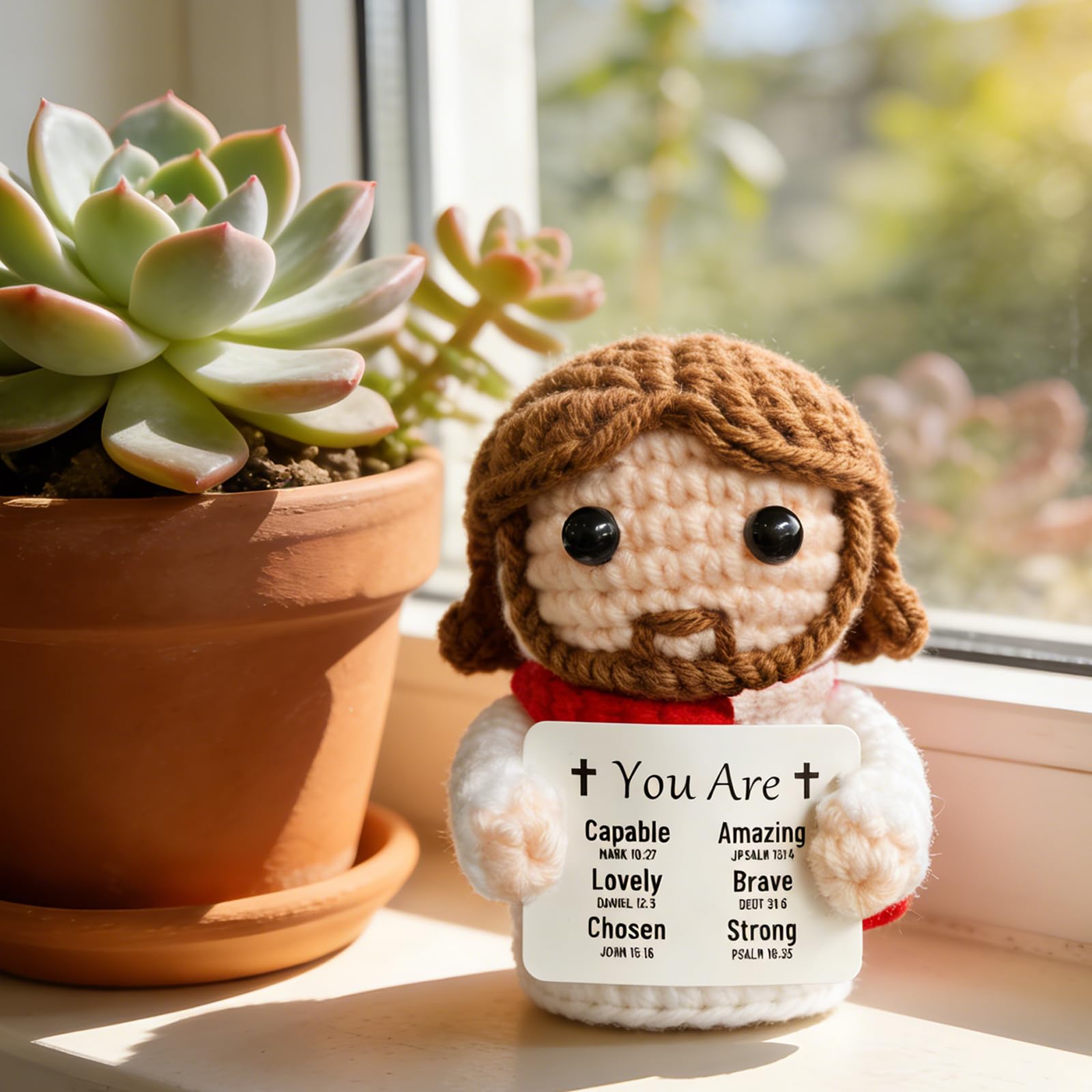 Positive Crochet Jesus, Emotional Support Christian Gifts for Women Teens, Religious Gifts for Women Men, Stocking Stuffers for Women