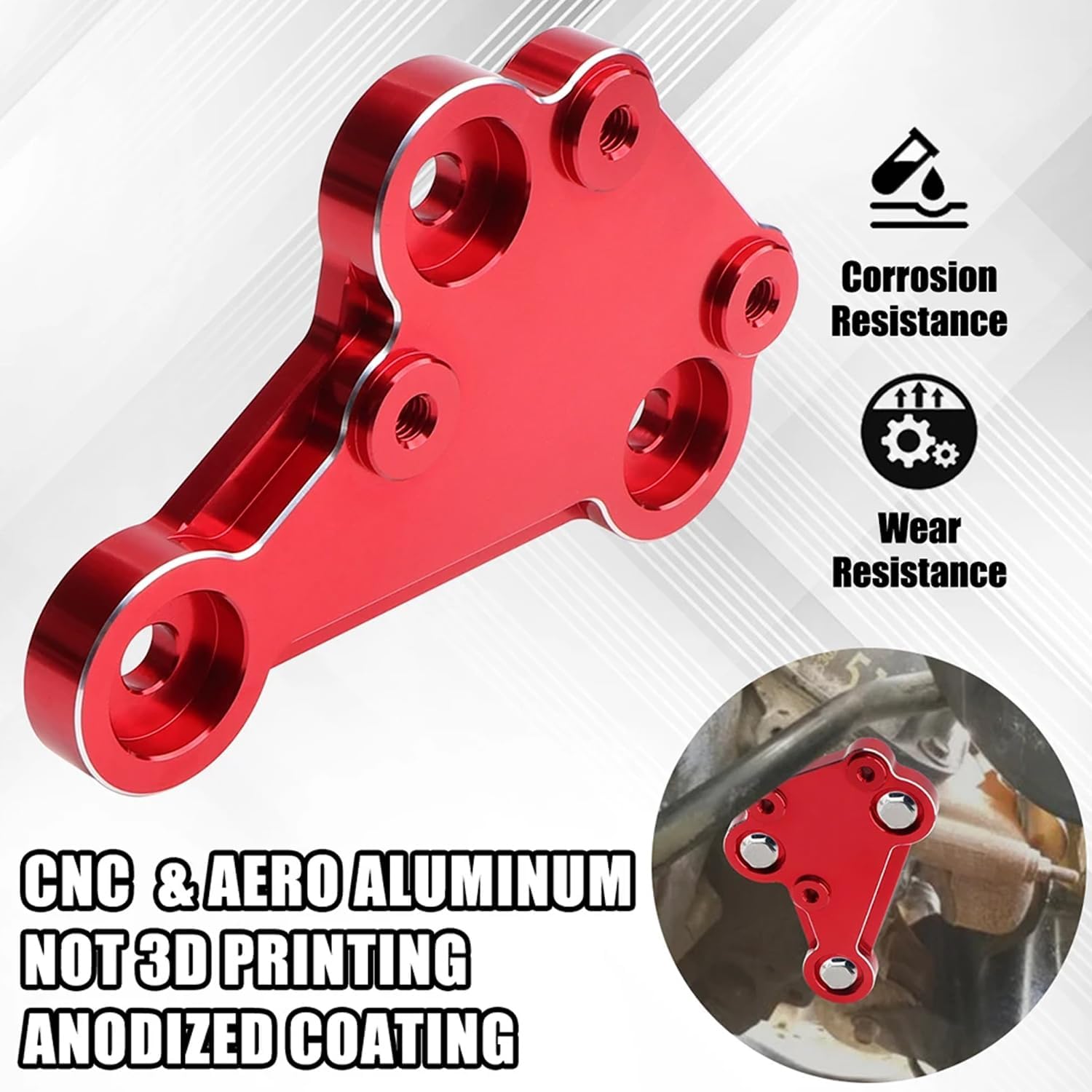 Canitu Red Power Steering Pump Bracket,Billet Aluminum Mounting Cylinder for Jeep Grand Cherokees 1996-1998 with the V-8 Engine(5.2L & 5.9L),Replaces 53010256AB