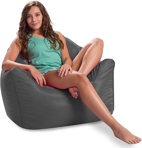 Miniatura 6 de Posh Creations Puf estructurado cómodo para jugar, leer y ver la televisión, Malibu Lounge, nailon suave, gris carbón