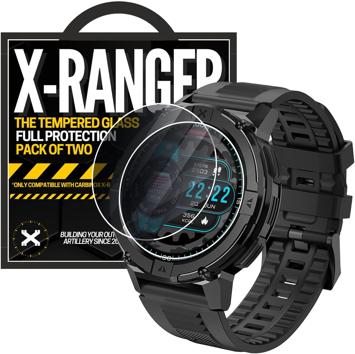 CARBINOX Tempered Glass Screen Protector Compatible for X-Ranger Smart Watch - High Transparency, Anti Scratch, High Sensitivity, Bubble Free (2 Pack) X-Ranger