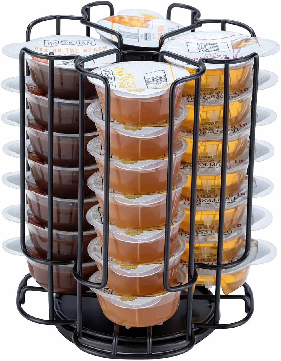FlagShip Cocktail Pod Holder for Bartesian Pod Storage Save Space Counter Black Metal Smooth Rotation Carousel (28 Pods Capacity)