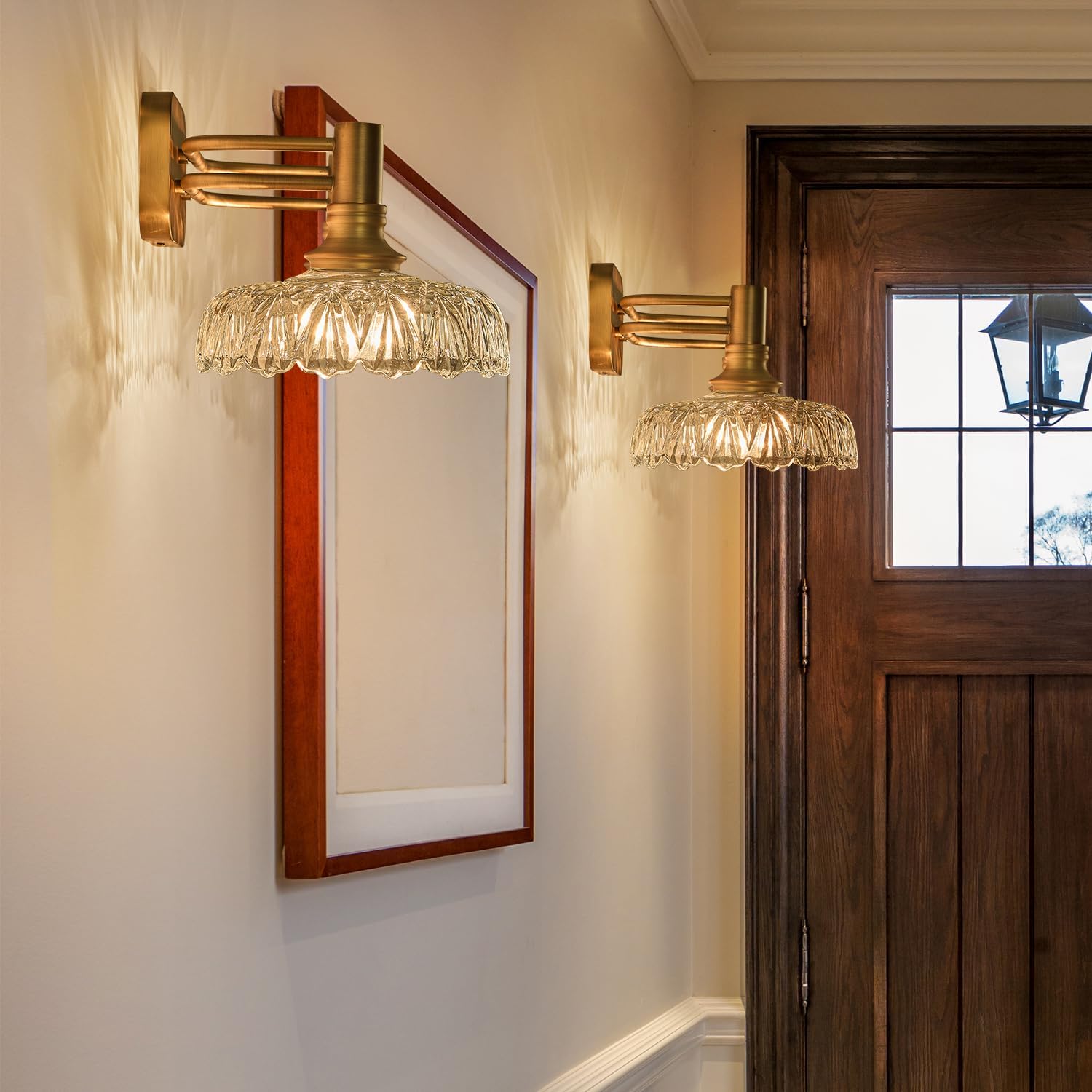 Vintage Wall Sconces 2-Light Bathroom Light Fixtures Brass Vanity Light Over Mirror for Bathroom Bedroom Hallway Farmhouse Vintage Lights